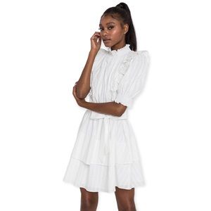 English Factory White Textured Puff Mini Dress